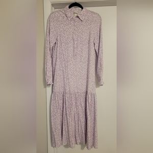 H&M Light Purple/White Floral Calf Length Dress